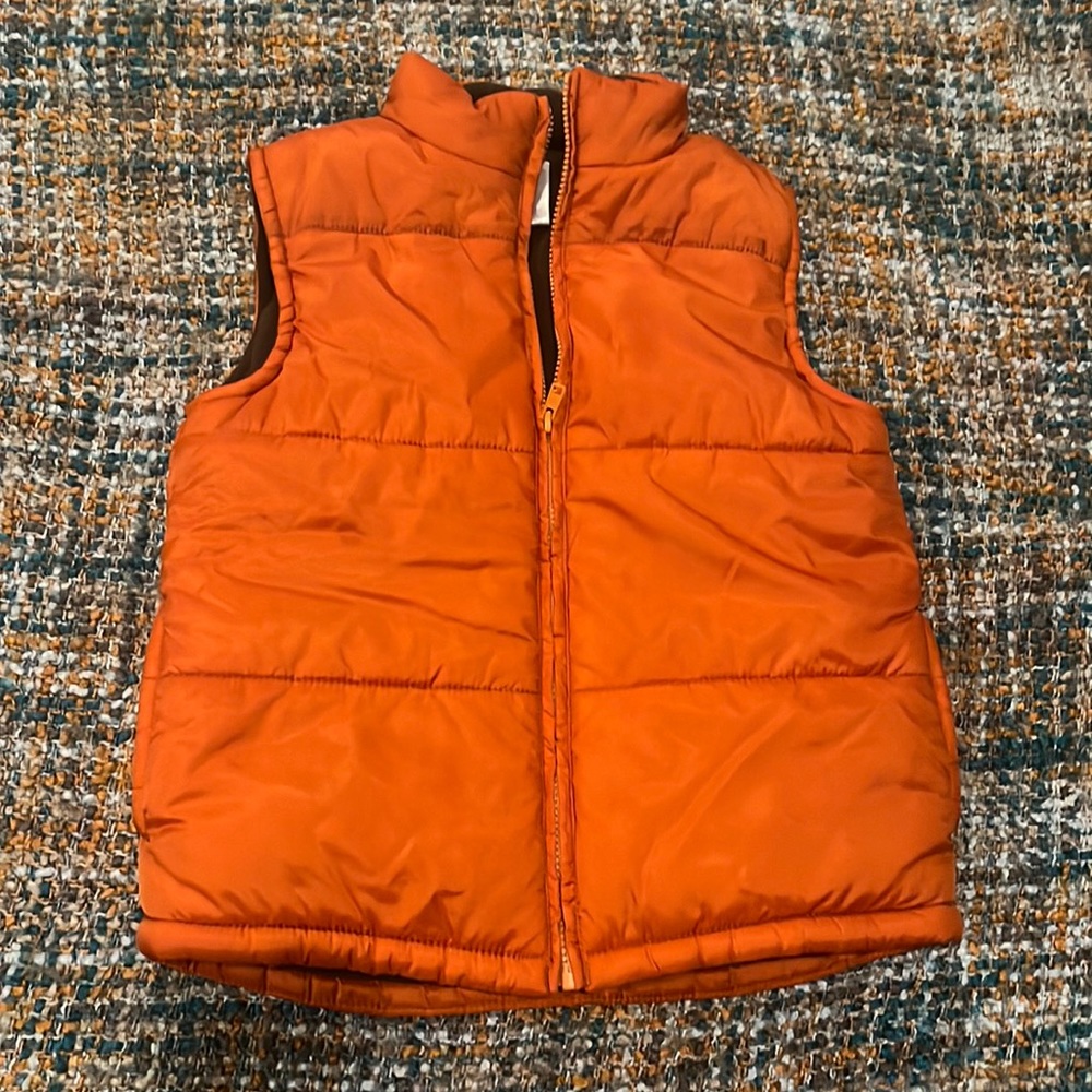 Kids orange fleece vest size medium (7/8)